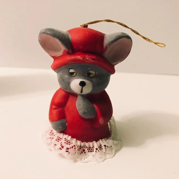 Vtg Soft N Snoozy Chimers  Mouse Bisque Porcelain Bell Ornament Taiwan - Picture 7 of 16